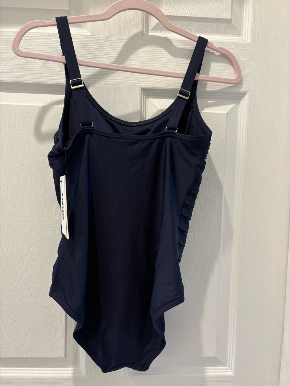 NWT DKNY Navy Ruched OnePiece size  S UPF 40+Tummy Compression Adjustable Straps - Picture 6 of 11